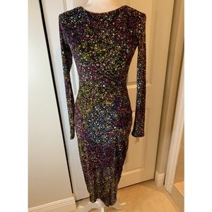 Leith Black Multi Ditsy Floral Bodycon Dress